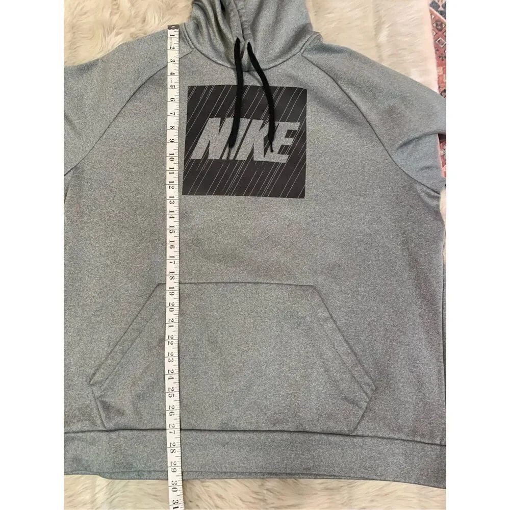 NIKE Men's Gray and Black Dri-Fit Hoodie Athletic Hooded Sweatshirt Xxl